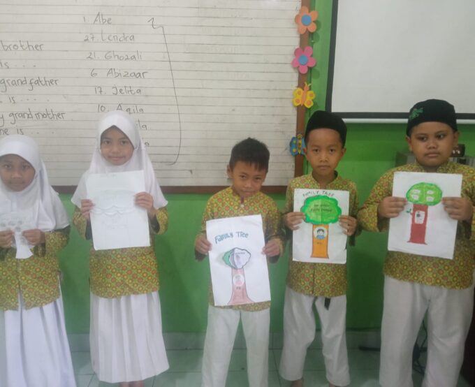 Belajar Sambil Berkreasi : Kelas 2 MIN 3 Bantul Membuat Family Tree Dalam Pembelajaran Bahasa Inggris