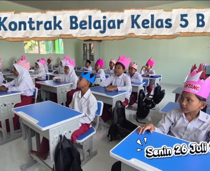 Sambut Hari Pertama MATAMUDA, Kelas 5 B MIN 3 Bantul Susun Kontrak Belajar Bersama