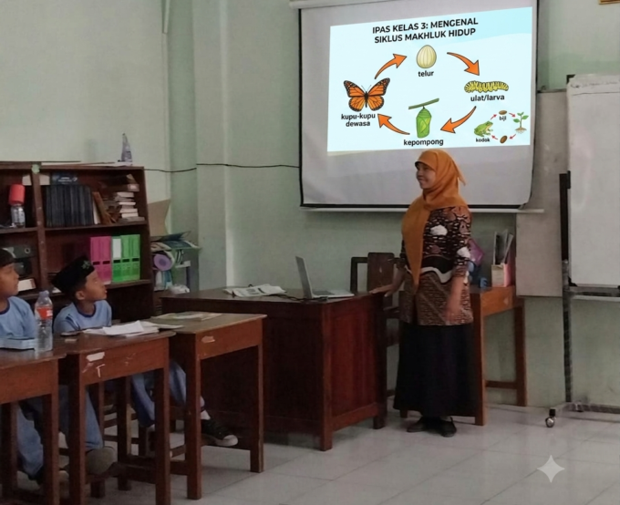 Gunakan Media Audio Visual, Siswa Kelas 3B MIN 3 Bantul Antusias Pelajari Siklus Makhluk Hidup