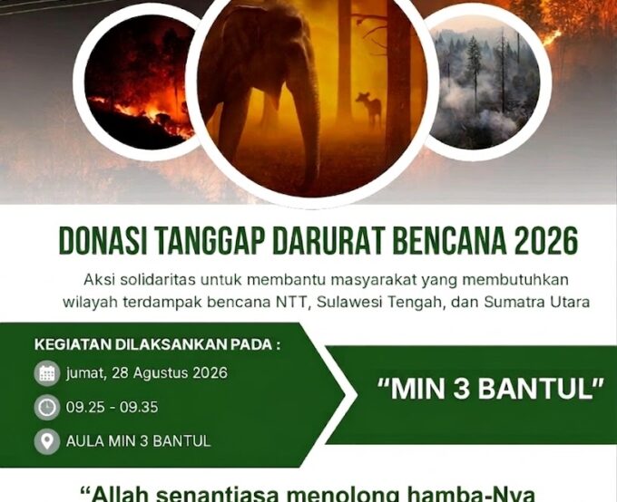Wujud Empati Sesama, MIN 3 Bantul Galang Donasi untuk Bencana NTT, Sulteng, dan Sumut